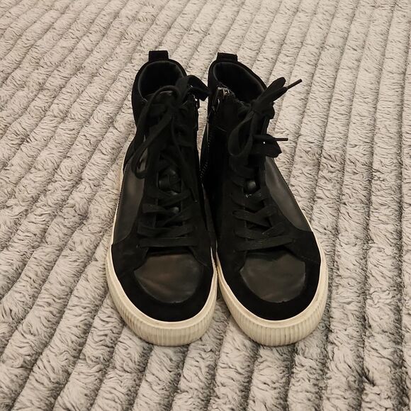 Black leather & suede Vince Kameron high top sneakers, excellent condition! - Picture 8 of 13
